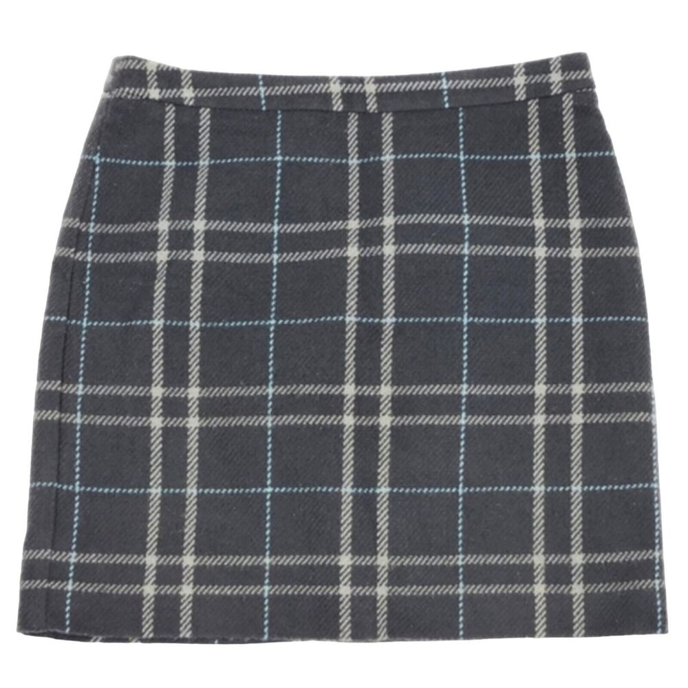 Ann Taylor LOFT Plaid Woven Skirt Women's Size 6 Petite Dark Grey, Blue